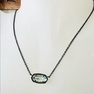 Kendra Scott Elisa Gray Dichroic Glass pendant necklace Gunmetal color